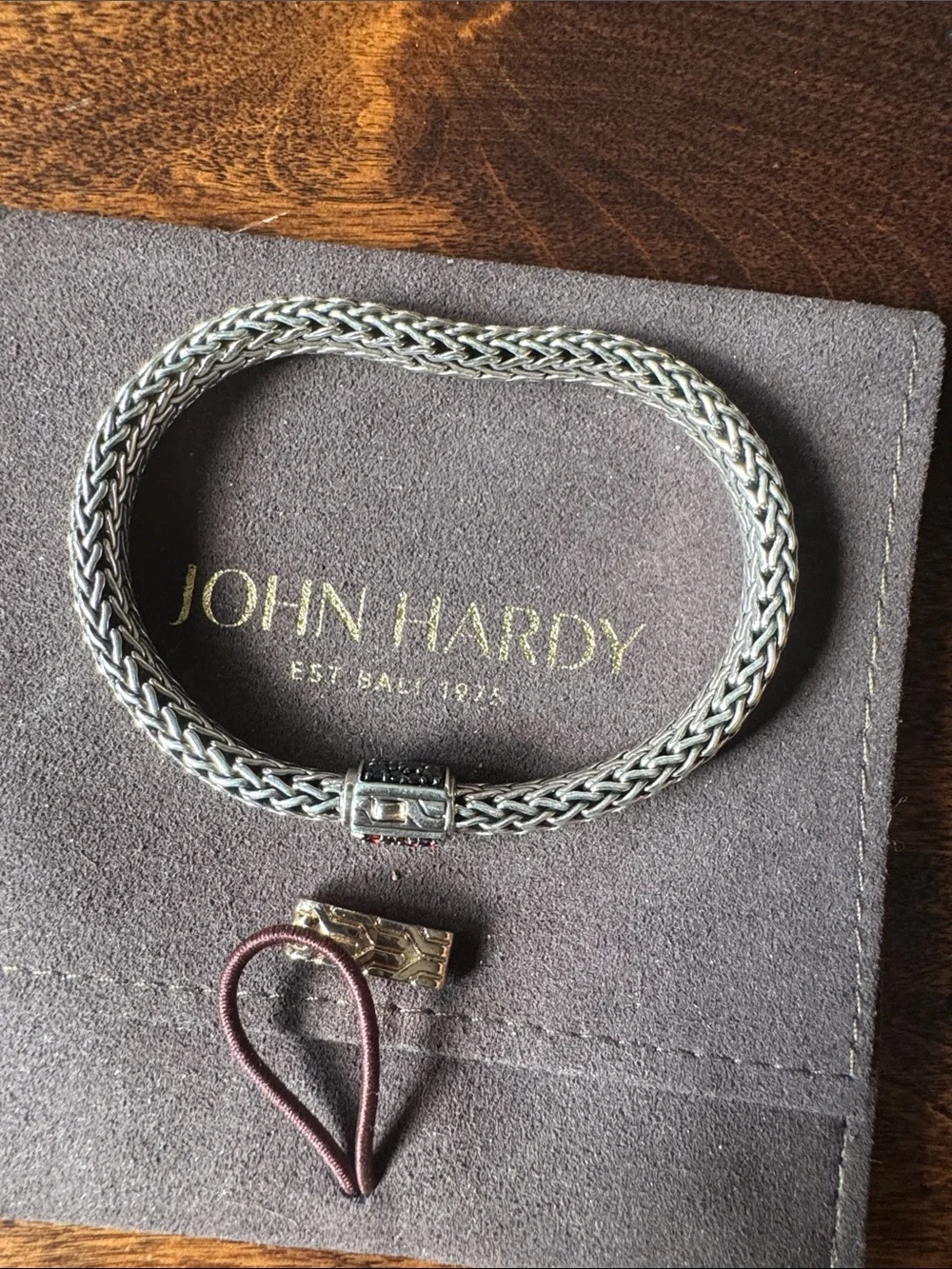 John Hardy Icon Reversible 925 Bracelet with garnets and black sapphires size M